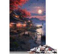 Puzzle 500 Piece Adult Jigsaw Puzzle Cherry Blossom Village Jigsaw Puzzles for Teenagers Wooden Puzzles Home Decoration Puzzle Toys 500pcs (52x38cm)