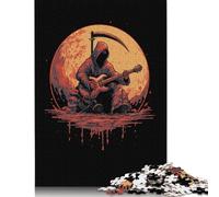 Puzzle 500 Piece Adult Jigsaw Puzzle Death Serenade Grim Reaper Guitar Art Jigsaw Puzzles for Teenagers Wooden Puzzles Home Decoration Puzzle Toys 500pcs (52x38cm)