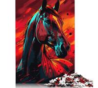 Puzzle 500 Piece Adult Jigsaw Puzzle Glowing Stallion Jigsaw Puzzles for Teenagers Wooden Puzzles Home Decoration Puzzle Toys 500pcs (52x38cm)