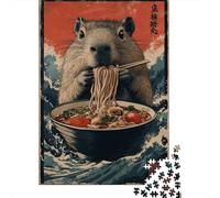 Puzzle 500 Piece Adult Jigsaw Puzzle Japanese Otter Jigsaw Puzzles for Teenagers Wooden Puzzles Home Decoration Puzzle Toys 500pcs (52x38cm)