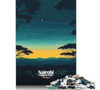 Puzzle 500 Piece Adult Jigsaw Puzzle Nairobi National Park Night Sky Jigsaw Puzzles for Teenagers Wooden Puzzles Home Decoration Puzzle Toys 500pcs (52x38cm)
