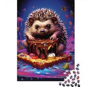 Puzzle 500 Piece Art Hedgehog Jigsaw Puzzle for Adults And Wooden Jigsaw Puzzle Suitable for 18 Years And Up Fun Puzzles Games 500pcs (52x38cm)