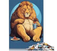 Puzzle 500 Piece Fat Lion Funny Animal Jigsaw Puzzle for Adults And Wooden Jigsaw Puzzle Suitable for 18 Years And Up Fun Puzzles Games 500pcs (52x38cm)