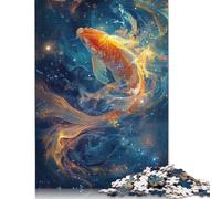 Puzzle 500 Piece Koi Fish Japanese Jigsaw Puzzle for Adults And Wooden Jigsaw Puzzle Suitable for 18 Years And Up Fun Puzzles Games 500pcs (52x38cm)