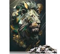 Puzzle 500 Piece Lion Geometric Abstract Jigsaw Puzzle for Adults And Wooden Jigsaw Puzzle Suitable for 18 Years And Up Fun Puzzles Games 500pcs (52x38cm)