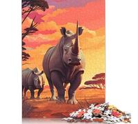 Puzzle 500 Piece Rhinoceros Rinho Jigsaw Puzzle for Adults And Wooden Jigsaw Puzzle Suitable for 18 Years And Up Fun Puzzles Games 500pcs (52x38cm)