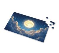 Puzzle 500 Pieces A Bright Full Moon Shines Through Fluffy Clouds In A Starry Night Sky Picture Puzzle 4 Year Old Girl Birthday Gifts Jigsaw Puzzles 500(500PCS)