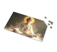 Puzzle 500 Pieces A Person In White Robes Meditates With A Golden Lotus Headpiece. Picture Puzzle Toddler Puzzles Gift For 4 Year Old Boy(500PCS)