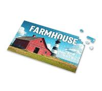 Puzzle 500 Pieces A Red Barn And Lighthouse With The Word "Farmhouse" Above It. Picture Puzzle Easter Toys For Kids Ages 4-8 300 Piece Puzzles(500PCS)