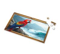 Puzzle 500 Pieces A Vibrant Parrot Perches On A Rocky Shore With Crashing Waves Picture Puzzle Toddler Puzzles Gift For 4 Year Old Boy(500PCS)