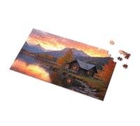 Puzzle 500 Pieces Autumn Serenity: Cabin By The Lake At Sunset Picture Puzzle Puzzles For Kids Ages 4-6 Kids Toys For Girls(1000PCS)