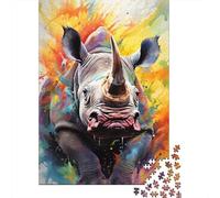 Puzzle 500 Pieces Color Painting Rhino Jigsaw Boys And Girls Puzzle Jigsaw Puzzle Education Game Toys Family Decoration 500pcs (52x38cm)