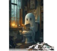 Puzzle 500 Pieces Cute Ghost on The Toilet Jigsaw Boys And Girls Puzzle Jigsaw Puzzle Education Game Toys Family Decoration 500pcs (52x38cm)