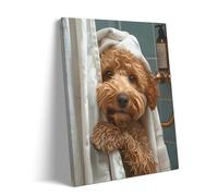 Puzzle 500 Pieces Dog Peeking Out of Shower Curtain Funny Pet Lovers Bathroom Powder Room and Dog Lovers Animal Lovers