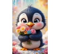 Puzzle 500 pieces for Adults Cute Penguins Flowers, Puzzles for Adults, Fun & Challenging 500 Piece Jigsaw Puzzles Gift for Adults & Families
