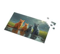 Puzzle 500 Pieces Four Cats In The Rainy Field Picture Puzzle Toys For Boys 6-8 Gift For 4 Year Old Boy(300PCS)