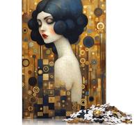 Puzzle 500 Pieces Golden Abstract Lady Jigsaw Boys And Girls Puzzle Jigsaw Puzzle Education Game Toys Family Decoration 500pcs (52x38cm)
