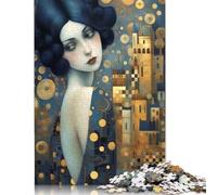 Puzzle 500 Pieces Jigsaws Abstract Gold Allure Woman Creative Square Jigsaw Puzzles for Teenager Wooden Puzzles Jigsaw Puzzles for Adults Gifts 500pcs (52x38cm)