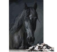 Puzzle 500 Pieces Jigsaws Black Horse Jigsaw Puzzles for Adults Creative Wooden Puzzles Challenge High Difficulty Game Gift for Teenagers 500pcs (52x38cm)