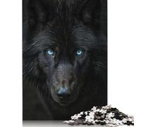 Puzzle 500 Pieces Jigsaws Black Wolf Portrait Jigsaw Puzzles for Adults Wooden Jigsaw Interesting Stress Reduction Jigsaw Puzzles 500pcs (52x38cm)