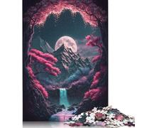 Puzzle 500 Pieces Jigsaws Cherry Blossom Cascade Jigsaw Puzzles for Adults Wooden Jigsaw Interesting Stress Reduction Jigsaw Puzzles 500pcs (52x38cm)