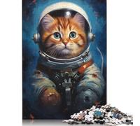 Puzzle 500 Pieces Jigsaws Kitty Astronaut Jigsaw Puzzles for Adults Creative Wooden Puzzles Challenge High Difficulty Game Gift for Teenagers 500pcs (52x38cm)