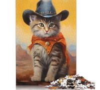Puzzle 500 Pieces Jigsaws Kitty Cowboy Creative Square Jigsaw Puzzles for Teenager Wooden Puzzles Jigsaw Puzzles for Adults Gifts 500pcs (52x38cm)