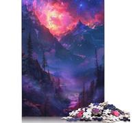 Puzzle 500 Pieces Jigsaws Misty Forest Sunset Creative Square Jigsaw Puzzles for Teenager Wooden Puzzles Jigsaw Puzzles for Adults Gifts 500pcs (52x38cm)