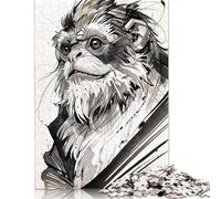 Puzzle 500 Pieces Jigsaws Monkey Portrait in Ink Creative Square Jigsaw Puzzles for Teenager Wooden Puzzles Jigsaw Puzzles for Adults Gifts 500pcs (52x38cm)