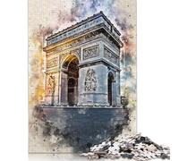 Puzzle 500 Pieces Jigsaws Paris in Watercolor 2 Jigsaw Puzzles for Adults Wooden Jigsaw Interesting Stress Reduction Jigsaw Puzzles 500pcs (52x38cm)