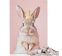 Puzzle 500 Pieces Jigsaws Rabbit Pastel Crown Creative Jigsaw Puzzles for Adults Woodenboard Puzzles Jigsaw Puzzles for Birthday Festivals Gifts 500pcs (52x38cm)