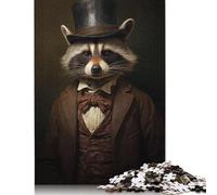 Puzzle 500 Pieces Jigsaws Raccoon Funny Animal Jigsaw Puzzles for Adults Wooden Jigsaw Interesting Stress Reduction Jigsaw Puzzles 500pcs (52x38cm)