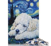 Puzzle 500 Pieces Jigsaws White Poodle Puppy Sleeping Jigsaw Puzzles for Adults Wooden Jigsaw Interesting Stress Reduction Jigsaw Puzzles 500pcs (52x38cm)