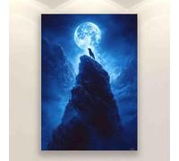 Puzzle 500 Pieces Lone Wolf in The Moonlight Western Wilderness Night Sky Modern Home Decoration Fun Birthday Gift