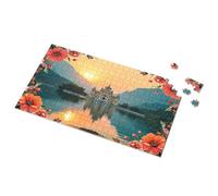 Puzzle 500 Pieces Sunset Reflections At The Lake With Flowers Picture Puzzle 3 Year Old Girl Gifts Puzzles For Toddlers 2-4(1000PCS)