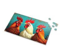 Puzzle 500 Pieces Three Colorful Roosters Standing Together Picture Puzzle Puzzles For Toddlers 2-4 Toys For Ages 8-13(1000PCS)