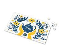 Puzzle 500 Pieces Two Hands Holding A Teapot With "Fika" Written On It, Surrounded By Flowers. Picture Puzzle Toddler Puzzles Gift For 4 Year Old Boy(1000PCS)