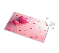 Puzzle 500 Pieces Two Heart-Shaped Balloons On A Pink Background Picture Puzzle Puzzles For Toddlers 2-4 Toys For Ages 8-13(500PCS)