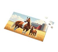 Puzzle 500 Pieces Two Horses In A Golden Field Picture Puzzle Puzzles For Kids Ages 4-6 Kids Toys For Girls(300PCS)