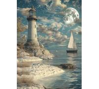 Puzzle 5000 Pieces for Adults Jigsaw Puzzles for Adults 5000 Piece, Lighthouse Puzzle Educational Games, Wooden Puzzles Sailboat Jigsaws Game, Gifts for Teenage Boys 14-16 Years 61.61x41.54 inch g-602
