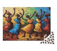 Puzzle 52x38cm/1000pcs Erwachsene African Tribal Art Puzzle Damen Herren Holzbrett Präzisions-Interlocking People Dancing in The Club