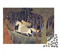 Puzzle 52x38cm/1000pcs Erwachsene Medieval Illustration Puzzle Damen Herren Holzbrett Präzisions-Interlocking Princess Riding A Horse in The Forest