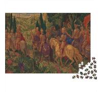 Puzzle 52x38cm/1000pcs Erwachsene Medieval Style Puzzle Damen Herren Holzbrett Präzisions-Interlocking Knights March through Lush Greenery