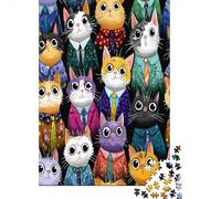 Puzzle 70x50cm/1000pcs Erwachsene Cats Wearing of Clothes Puzzle Damen Herren Holzbrett Präzisions-Interlocking