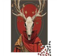Puzzle 70x50cm/1000pcs Erwachsene Deer Antler Skull Puzzle Damen Herren Holzbrett Präzisions-Interlocking