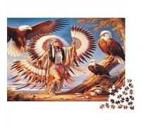 Puzzle 70x50cm/1000pcs Erwachsene Eagle And Indian Puzzle Damen Herren Holzbrett Präzisions-Interlocking Native American Art