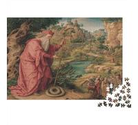 Puzzle 70x50cm/1000pcs Erwachsene Moses Holding Up A Staff with A Snake Wrapped Around It Puzzle Damen Herren Holzbrett Präzisions-Interlocking