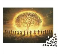 Puzzle 70x50cm/1000pcs Erwachsene People of Different Races And Cultures Puzzle Damen Herren Holzbrett Präzisions-Interlocking Sunrise Tree of Life