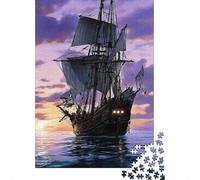 Puzzle 70x50cm/1000pcs Erwachsene Purple Sky-Pirate Ship Puzzle Damen Herren Holzbrett Präzisions-Interlocking