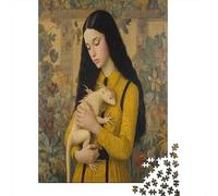 Puzzle 70x50cm/1000pcs Erwachsene Young Woman Lovingly Hugs A Small Dragon Puzzle Damen Herren Holzbrett Präzisions-Interlocking